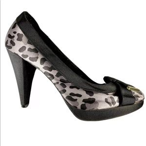 ☀️Cheetah Print Heels Gray Black 7.5 Pump Platform
